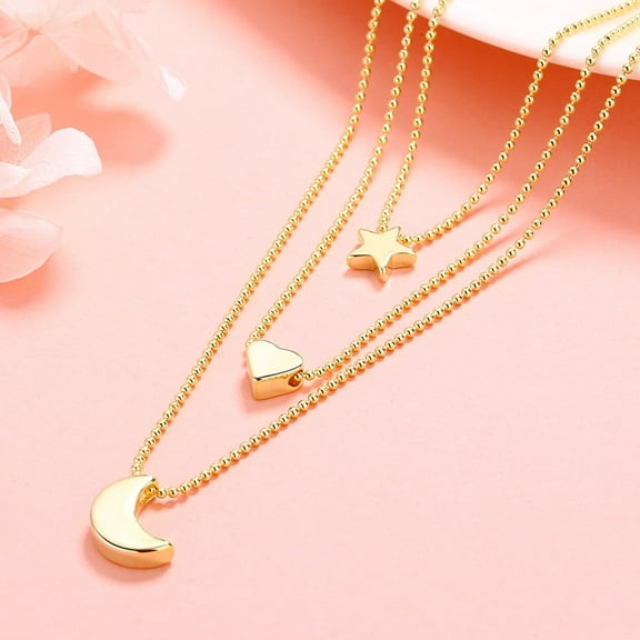 14K Gold Plated Star, Heart, & Moon Necklace