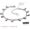 thumbnail image 3 of 925 Sterling Silver Jingle Bells Bead Chain Charm Bracelet/Anklet, Dual Purpose of Anklet & Bracelet - Up To 10.5" Inch - for Women, 3 of 5