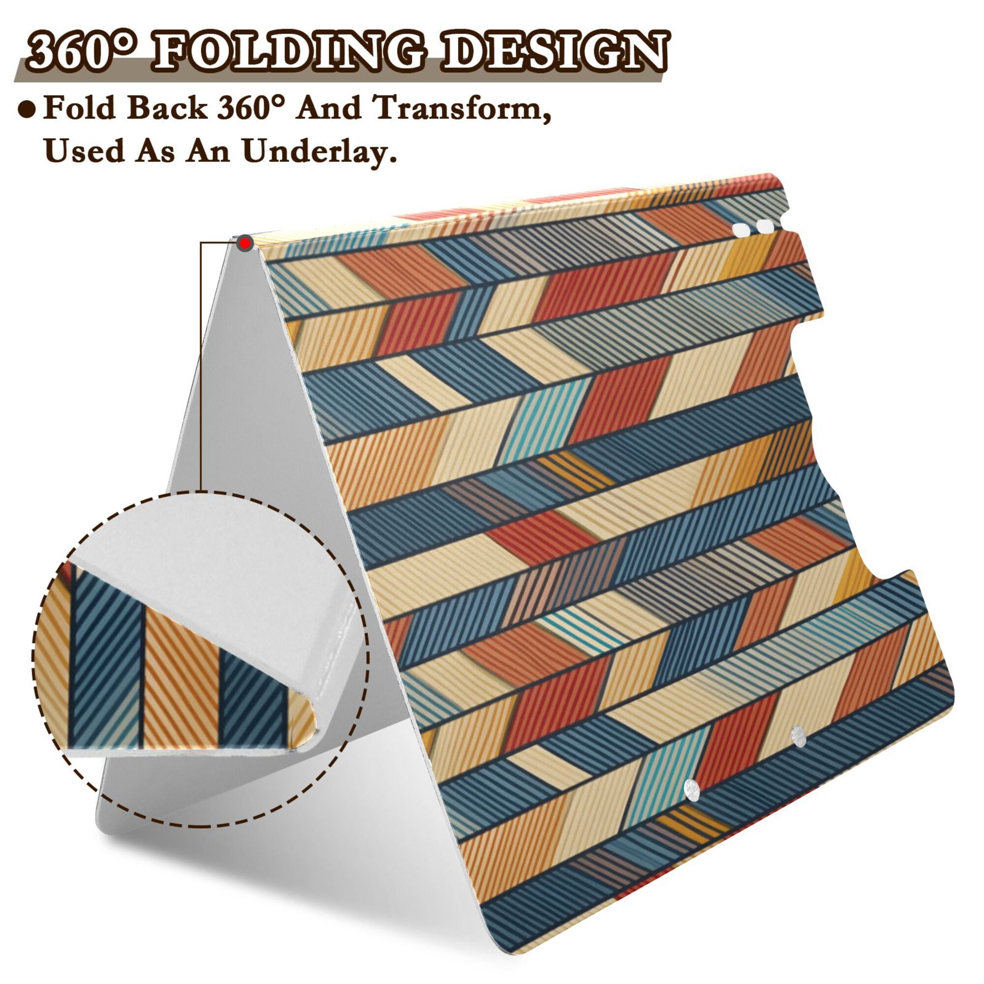 FORMRS A4 Clipboard Folder with Pen Holder Horizontal Foldable School Office Binder, Beige Geometric