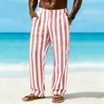 thumbnail image 2 of Uwinwear Men's Striped Pants Casual Color Block Straight-Legs Long Pants Casual Big & Tall Flat Front Business Trousers with Pockets,Pink,XXXL, 2 of 5