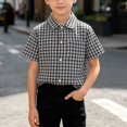 thumbnail image 5 of Cethrio Boys' Button Down Shirts, Casual Summer School Uniform Boys Short Sleeve Shirts Plaid Shirts Gray Size 5-6 T, 5 of 5