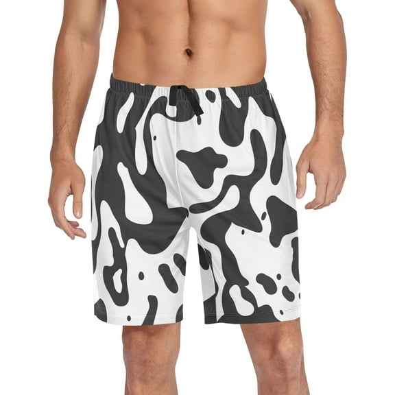 joogoo Mens Swim Trunks Black and White Graffiti Beach Shorts Drawstring Elastic Waist Swimwear Bathing Suits L