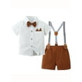 thumbnail image 2 of CARETOO Toddler Boy Outfits 1-5T Shirts Bowtie Suspender Shorts Formal Clothes Suits Cotton Fabric, 2 of 9