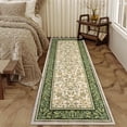 thumbnail image 2 of HIWEAVER Pink/Green 2' x 6' Washable Distressed Floral Vintage Runner for Kitchen Indoor Throw Carpet Non-Slip Foldable Doormat for Hallway Farmhouse Dorm Home Decor, 2 of 6