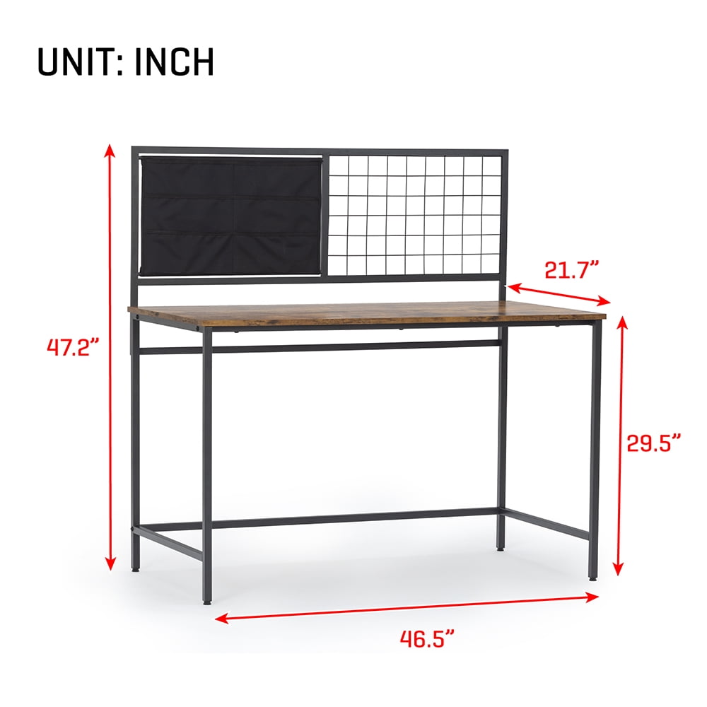 Private Jungle Computer Desk with Mesh 46.5 inch Study Writing Table for Home Office,Black Metal Frame,Rustic Brown Private Jungle Computer Desk with Mesh 46.5 inch Study Writing Table for Home Office,Black Metal Frame,Rustic Brown