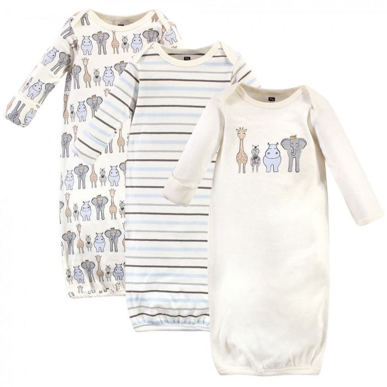 Hudson Baby Infant Boy Cotton Long-Sleeve Gowns, 3-Pack photo 1
