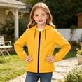 thumbnail image 6 of FRSASU Girl's Waterproof Hooded Windbreaker Jacket Zip‑Up Long‑Sleeve Drawstring Hood & Elastic Cuffs Rain Coat for 5‑16 Years Yellow, 6 of 9