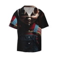 thumbnail image 2 of Lsque Chucky print Men's Cuban Collar Short Sleeve Shirt Summer Beachwear Casual Button Down Fashionable Vacation Leisure Shirt-Large, 2 of 7