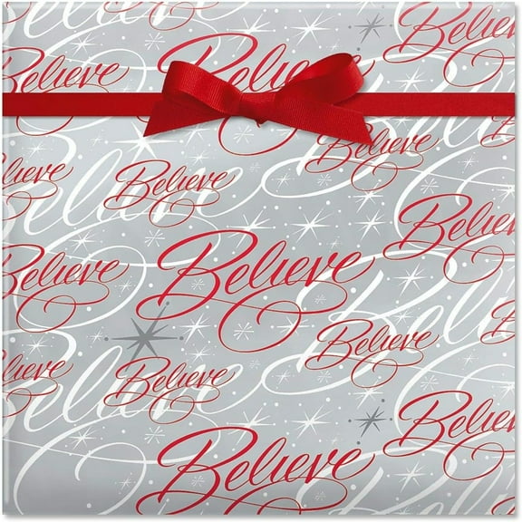 Merry Christmas Script Rolled Wrapping Paper Premium Thick Gift Wrap Roll Gift Wraping Paper for Christmas Decor, 23x58in