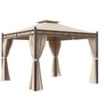 thumbnail image 4 of Gazebo for Outdoors, 9.7 x 9.7 ft Patio Gazebo for Shade and Rain, Backyard Relaxing Canopy Tent with Double Roof and Mosquito Netting, Fits for Lawn, Poolside, Deck, Party, Beige, D8173, 4 of 10
