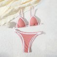 thumbnail image 2 of UTSJKR Savings Women's Color Block Binding Bikini Set Triangle Two Piece Swimsuit Beach Fashion Bikini Halter Bathing Suit Pink L, 2 of 9