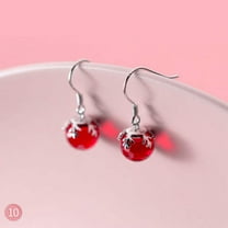 Red Dangle Ornament 925 Silver Earrings
