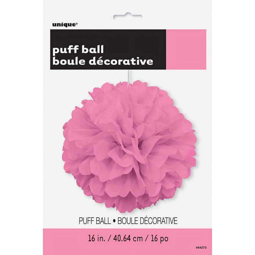 Unique Industries Pink Birthday 16" Asymmetrical Shaped Tissue Paper Hanging Pom Poms - image 2 of 2