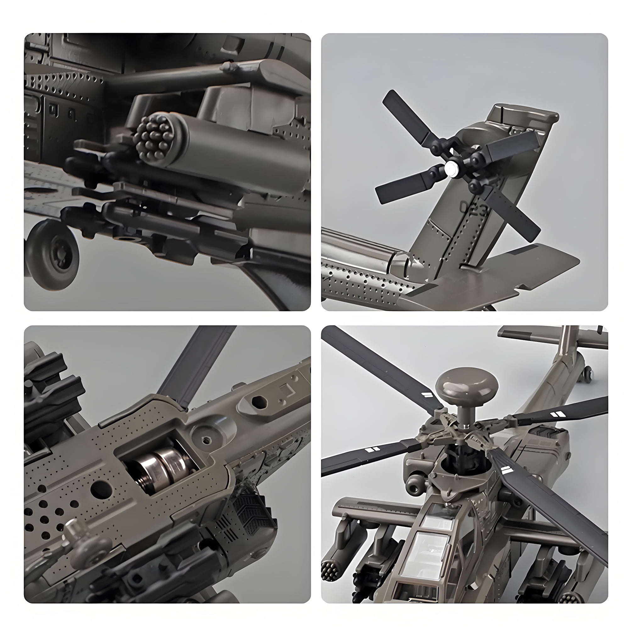 Anmyjuly 1:64 Scale Apache Die Cast Toy AH-64 Helicopter Gunships Military Model，Suitable for Collection and Gifts for Boys