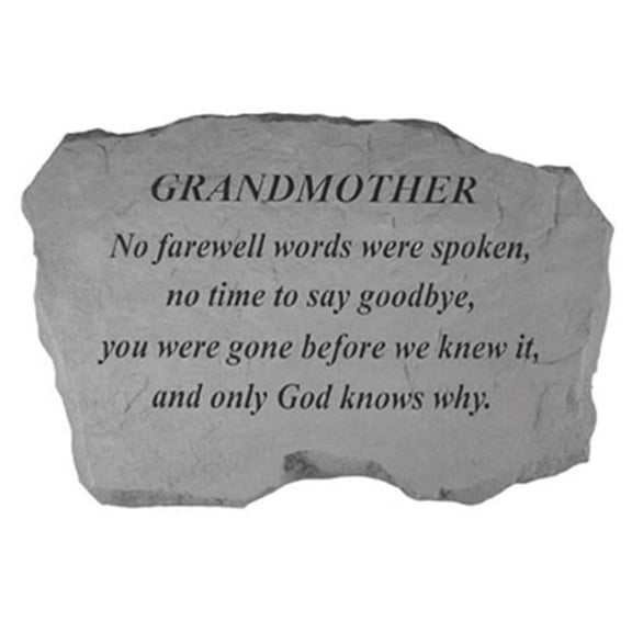 Kay Berry- Inc. 98020 Grandmother-No Farewell Words Were Spoken - Memorial - 16 Inches x 10.5 Inches x 1.5 Inches