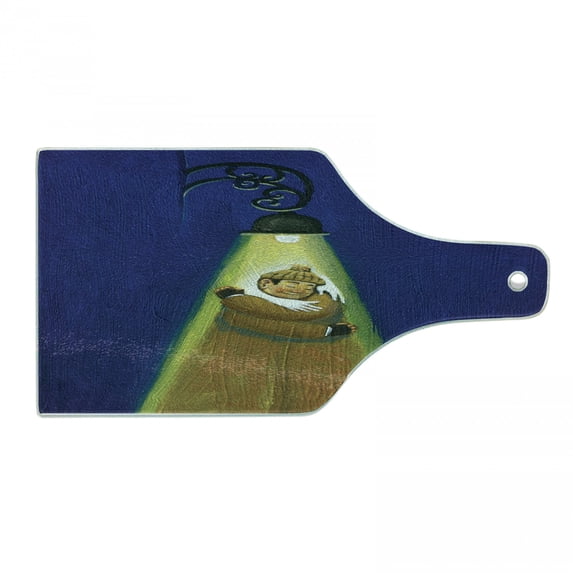 Abstract Surreal Cutting Board, Night Lamb Embracing Oneself Unusual Metaphorical Print, Decorative Tempered Glass Cutting and Serving Board, in 3 Sizes, by Ambesonne