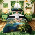 thumbnail image 2 of meiyoeat Tropical Rainforest Dinosaur Twin Duvet Cover for Kids Boys Girls, Nature Wildlife Twin Bedding, Green, Black Reversible, 2-Piece, 1 Duvet Cover and 1 Pillowcase, 2 of 6