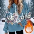 thumbnail image 2 of Women's Floral Fuzzy Hoodies Pullover Cozy Oversized Sweatshirt Warm Winter Loose Fleece Outerwear Tops with Pocket, 2 of 5