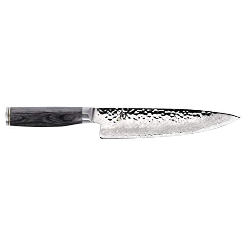 Shun Cutlery Premier Grey Chef's 8”, Thin, Light Kitchen Knife, Ideal for All-Around Food Preparation, Authentic, Handcrafted Japanese Knife, Professional Chef Knife