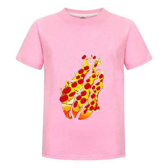 Pizza Slice Flame Pepperoni Fire Gamer T-Shirt for Kids – Colorful Fire Tee – Soft Cotton Top for Preston Fans Ages 3–14