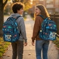 thumbnail image 3 of Kuiaobaty Shark Print Kids Backpack for Boys Large Capacity Bookbag with Bottle Holder Lightweight School Backpack for School, Blue, 3 of 7