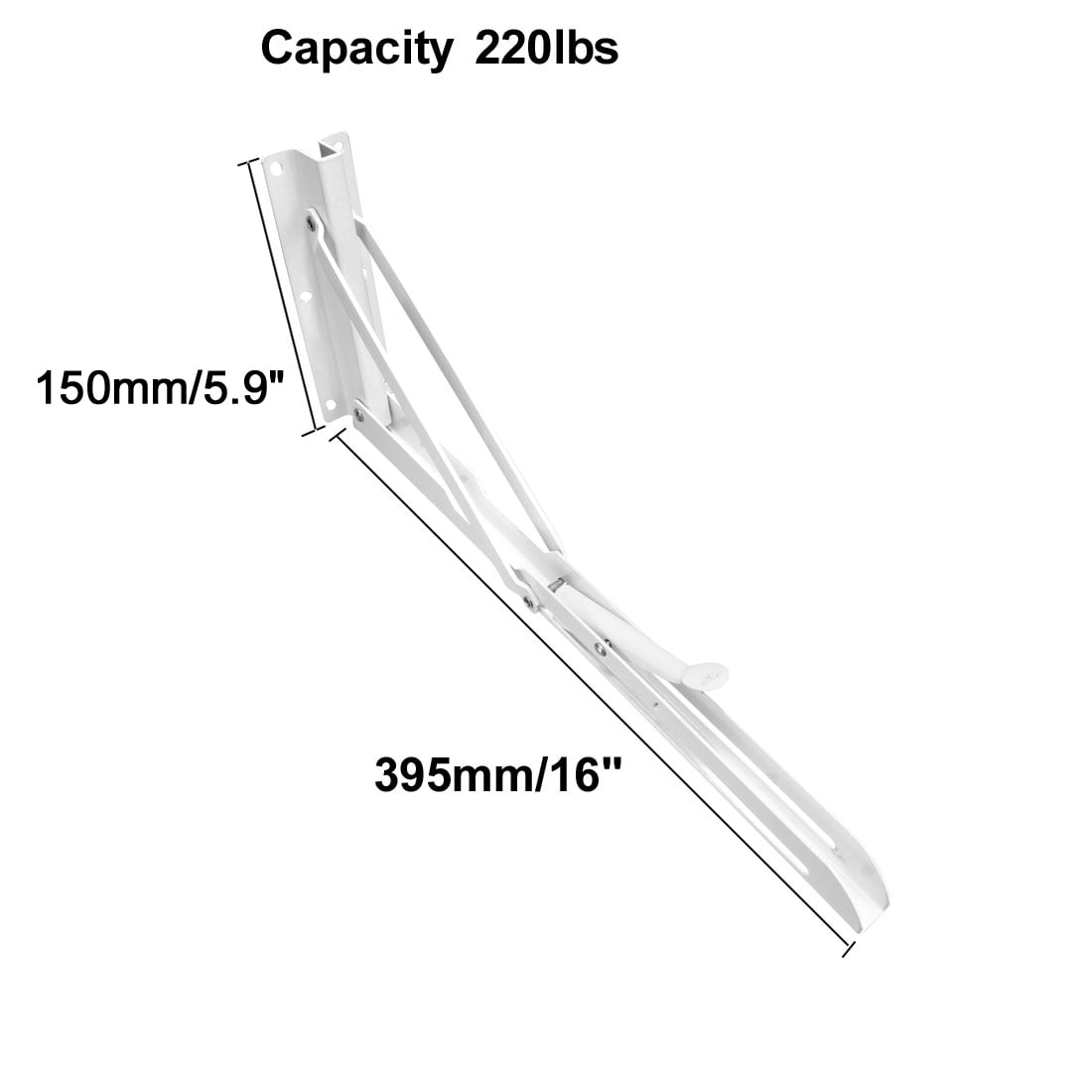 16-inch Shelf Bracket, 90 Degree, Folding Angle Supports, 220lbs Capacity, 2pcs