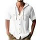 thumbnail image 2 of Playeras Elvqul de Hombre Economicas Liso Blanco Manga Corta con Capucha Botones, 2 of 6