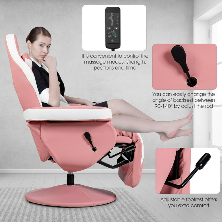 Massage Lumbar Cushion Racing Gaming Chair Reclining Backrest - Dubsnatch