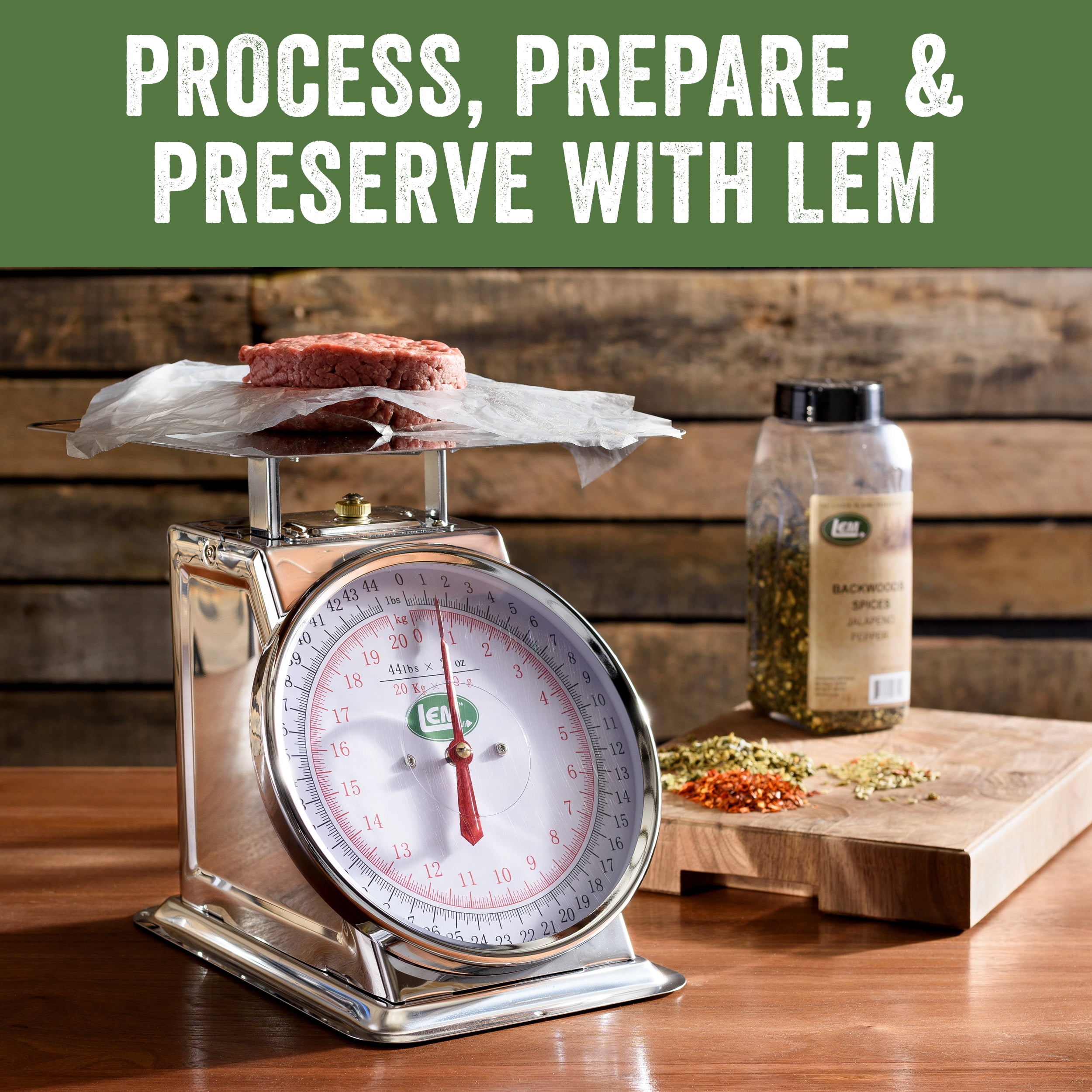 LEM Products 44 lb Stainless Steel Mechanical Kitchen Scale, 8" Dial