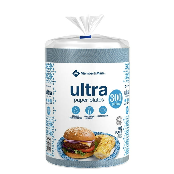 MM Ultra 8.5" Printed Paper Plates, Microwave safe 300 count