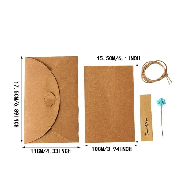 JJKBVCLO Valentine's Day Cards Contain Envelopes With Dried Flowers Stickers Holiday Message Premium Kraft Paper Gift Cards