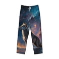 thumbnail image 2 of Vsdgher Night Sky Wolf Print Mens Pajama Pants Sleep & Lounge Pants, PJ Bottoms With elastic waistb and Pockets, 2 of 5