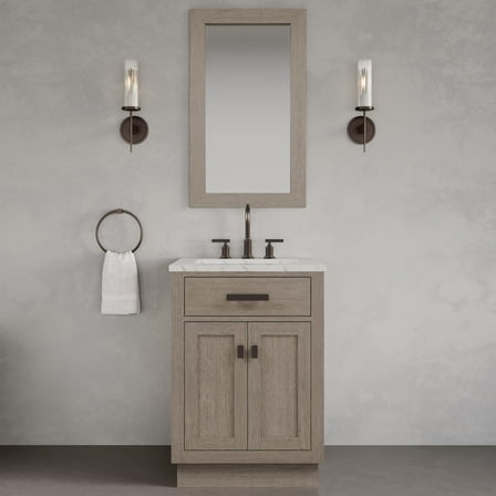 Water Creation Chestnut 24" Wood Single Bathroom Vanity in Gray/Bronze