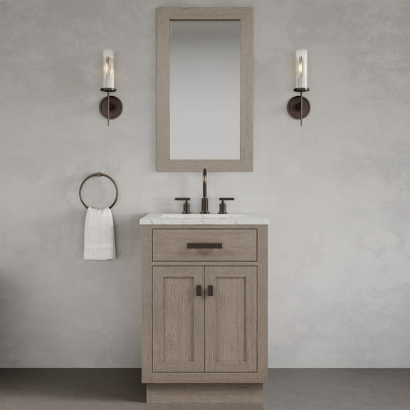 Water Creation Chestnut 24" Wood Single Bathroom Vanity in Gray/Bronze