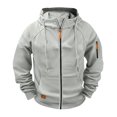 thumbnail image 6 of Havenx Zip Up Hoodies for Men Long Sleeve Drawstring Jacket with Pockets Hooded Sweat Shirts Fall Winter Workout Gym Hiking Outdoor Outfits,Light Gray 3XL, 6 of 7