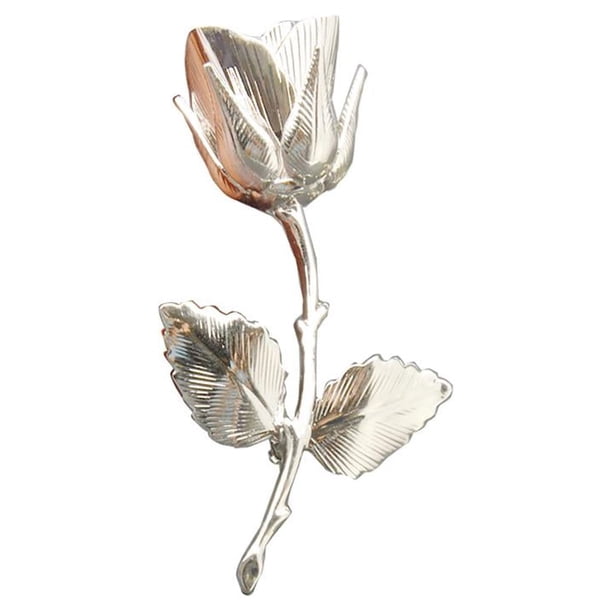 Elegante broche de rosa chapado, ideal para traje de hombre, joyería de boda para el novio. Platino