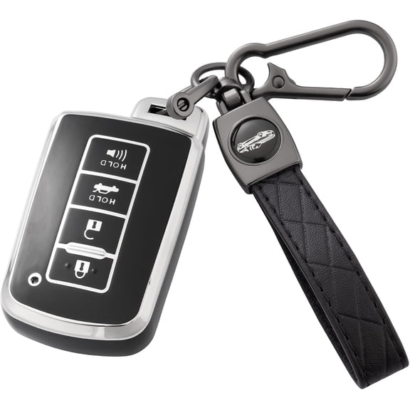 Key Fob Cover Compatible with Toyota Highlander Avalon Camry Corolla RAV4 2012-2019 4 Button Keychain Case Holder Protector,Black