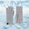 thumbnail image 2 of SUXIAN Thermal Gloves Winter Knit Pattern Touchscreen Mittens Cold Weather Cycling Everyday Use Warm Winter Gloves Women Light Gray One Size, 2 of 4