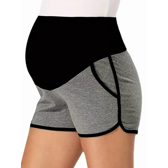Women'S Maternity Shorts over Belly Pregnancy Lounge Workout Running Pajama Sleep Shorts with Pockets Grey M