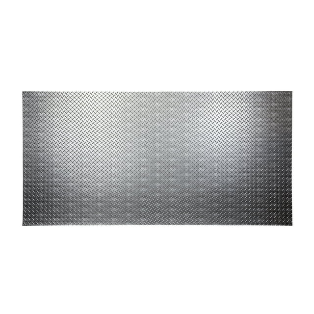 FASÄDE Easy Installation Diamond Plate Crosshatch Silver Wall Panel (4' x 8' Panel)
