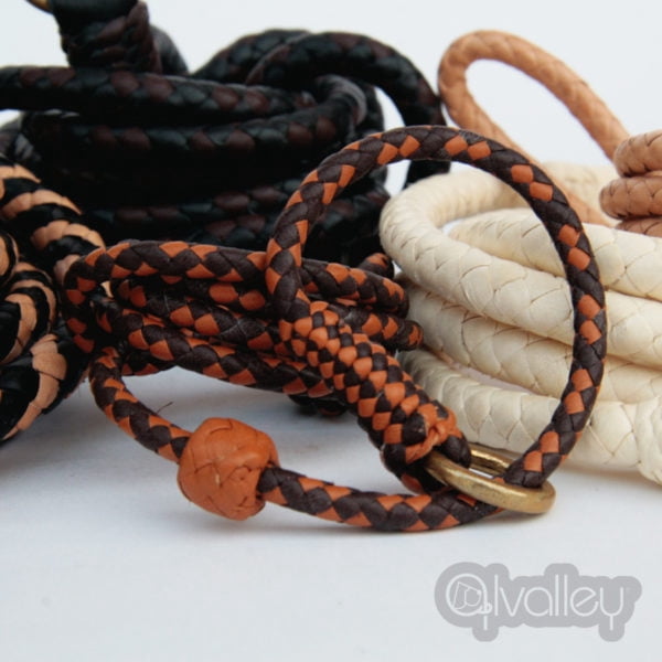 Alvalley Braided Leather Dog Leashes with Stopper - Pet Slip Leads for Dogs - Soft Gentle Leash - Adjustable for Small, Medium, Large & Extra Large Dogs (Black and White, 6ft Long, 1/8in Thick)