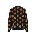 thumbnail image 6 of Women's Fall Leaf Print Sweater Batwing Sleeve Color block Crew neck Oversized Knit Pullover Top Black M, 6 of 8