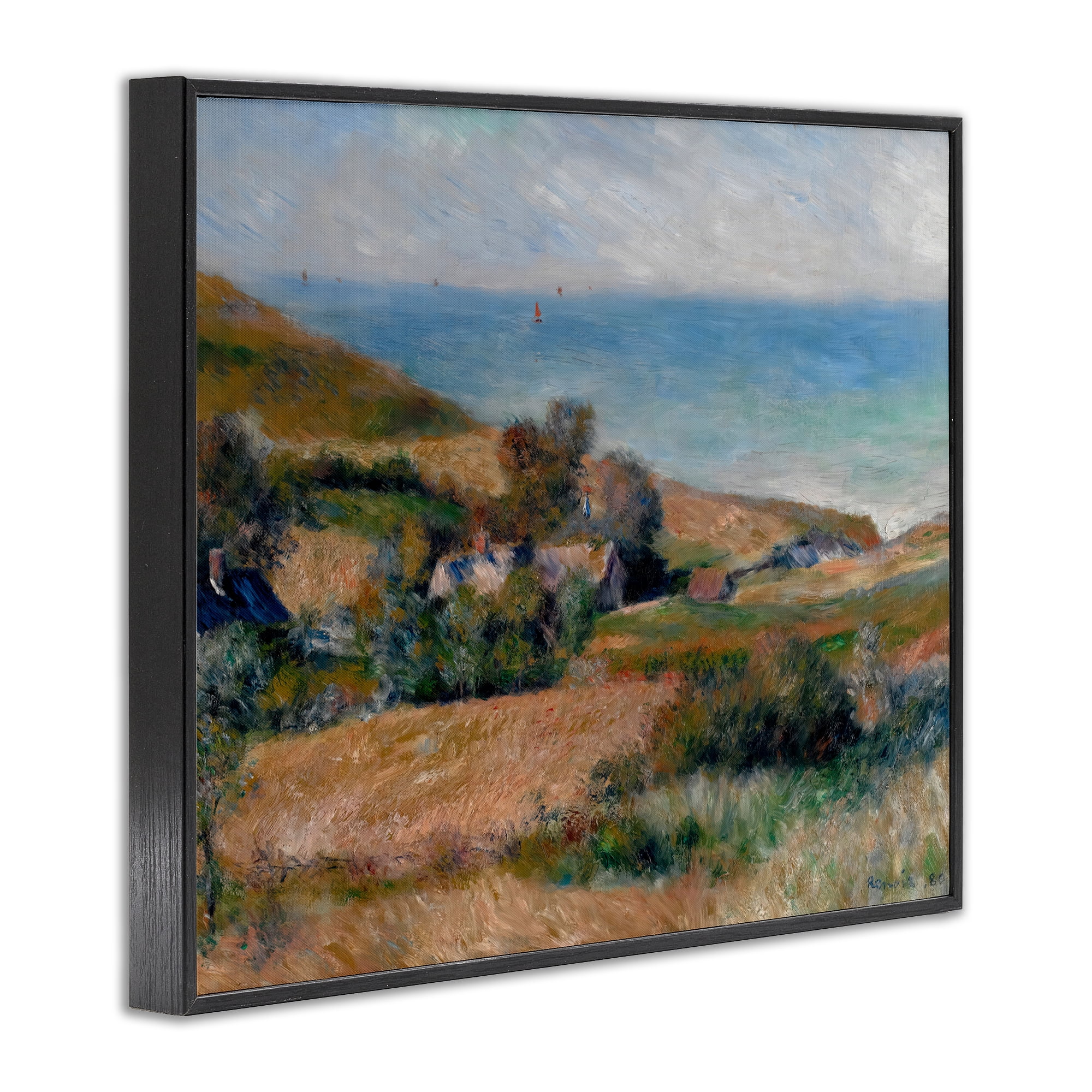 View Of The Seacoast Renoir Black Framed Giclee Art, design by Pierre-Auguste Renoir