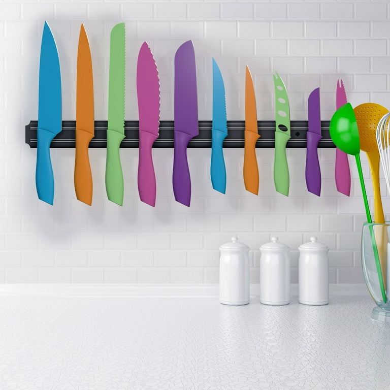 10-Piece Colorful Stainless Steel Culinary Knife Set with Magnetic Bar 10-Piece Colorful Stainless Steel Culinary Knife Set with Magnetic Bar