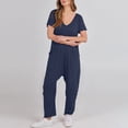 thumbnail image 2 of Salopette Décontractée Ample à Manches Courtes et Pantalon Long pour Femmes avec 2 Poches, 2 of 6
