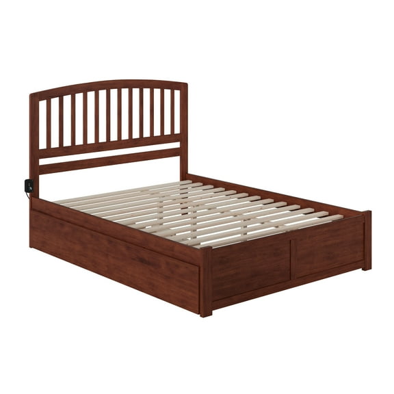 AFI Richmond Queen Solid Wood Bed with Twin XL Trundle in Walnut