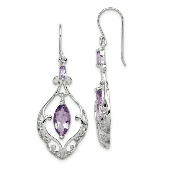 Primal Silver Sterling Silver Amethyst Fancy Dangle Earrings