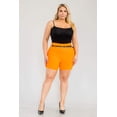 thumbnail image 2 of Plus Size High Waist Sculpting Shorts With Faux Leather Belt - Orange, 2 of 6