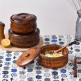 thumbnail image 3 of LNGOOR Handcrafted Solid Wood Serving Bowl with Lid - Perfect for Rice  Noodles & Soup - Ideal Kitchen & Dining Accessory, 3 of 5