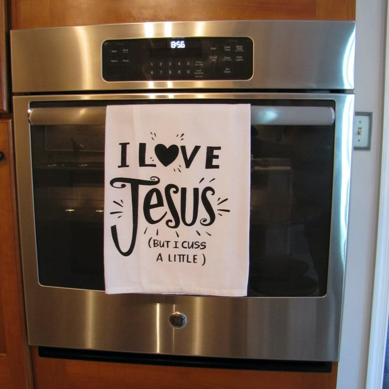 Funny Decorative Cloth I Love Jesus But Cuss Dish Dry Hand Towel Kitchen Decor